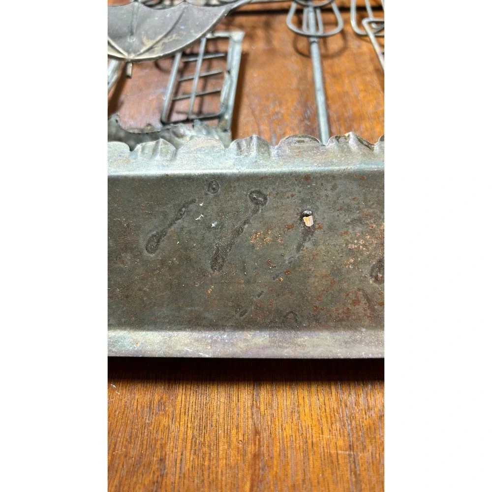 Vtg Metal Wall Art French Sidewalk Cafe Bistro Scene Brutalist Sculpture 33